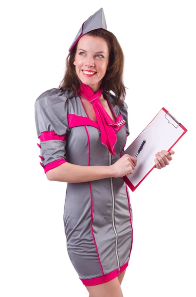 Stewardess isolated on the white — Stock Photo, Image