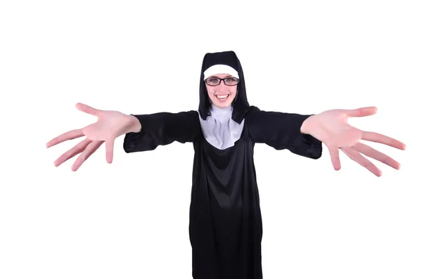 Funny nun isolated on the white background — Stock Photo, Image