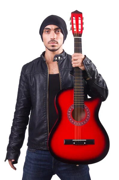 Gitarist beyazı izole etti — Stok fotoğraf