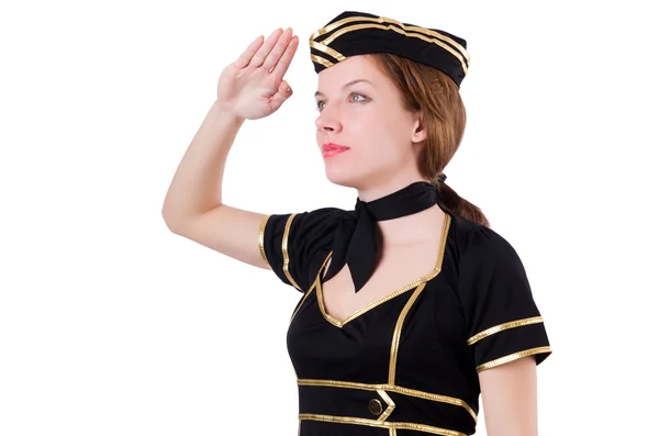Airhostess isolated on the white background — Stock Photo, Image