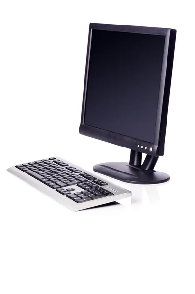 Bilgisayar monitörü üzerinde beyaz izole — Stok fotoğraf