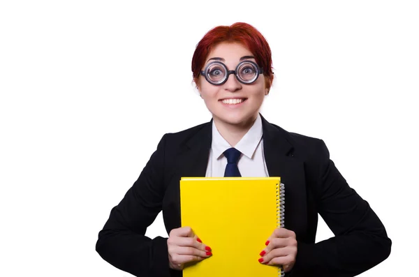 Junge Studentin isoliert auf weiß — Stockfoto