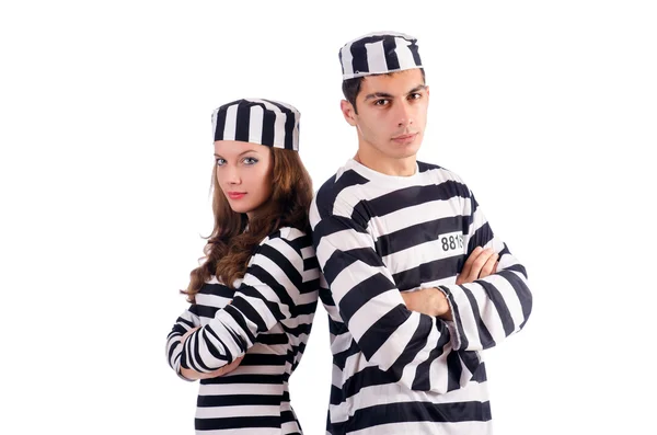 Pair of prisoners isolated on white — Stock Photo, Image