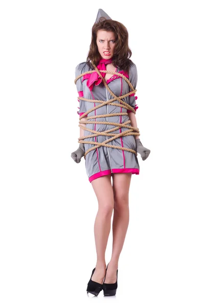 Stewardess mit Seil gefesselt — Stockfoto