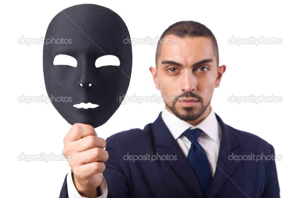 Man with mask isolated on white