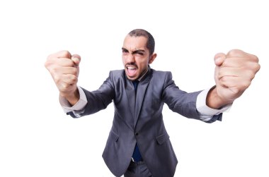 Beyaz tenli komik iş adamı.