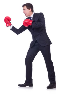 Genç işadamı beyazda izole edilmiş