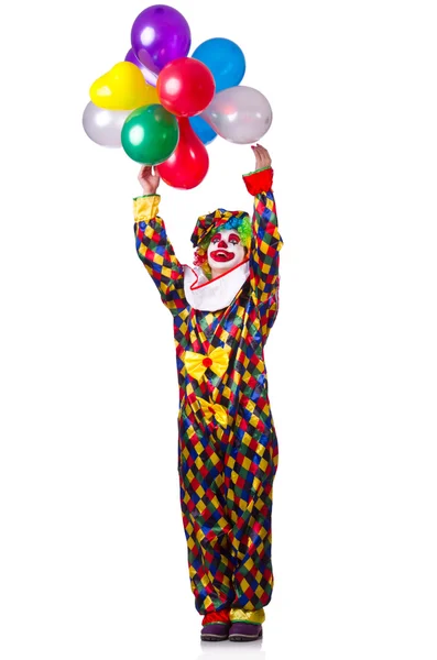 Rolig clown isolerad på den vita — Stockfoto