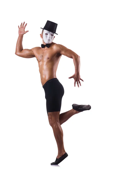 Naked muscular mime isolated on white — Stock Photo, Image