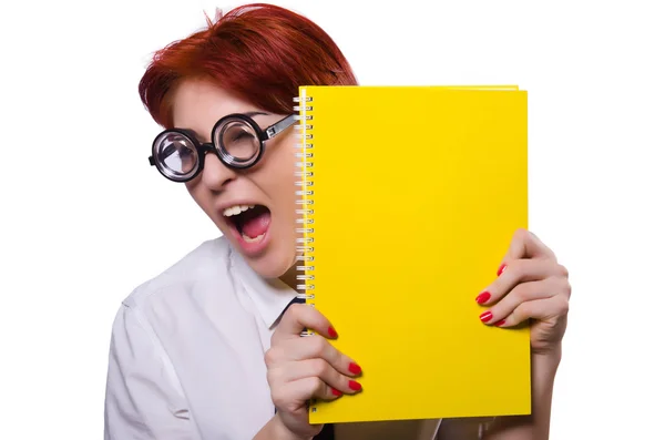 Joven estudiante aislada en blanco — Foto de Stock