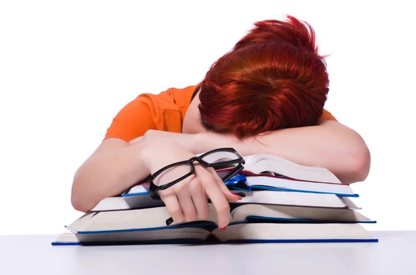 Junge Studentin isoliert auf weiß — Stockfoto