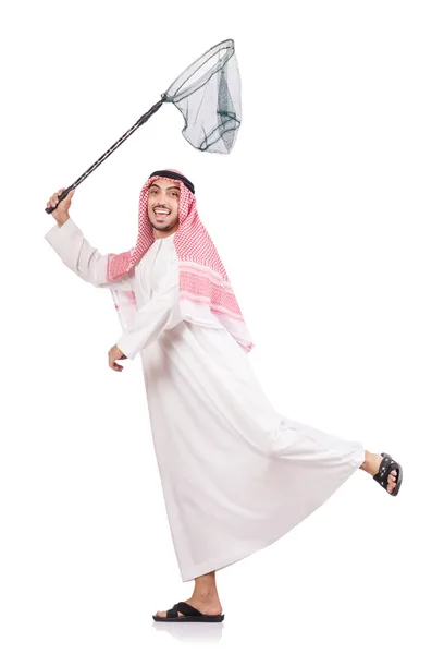 Pengusaha Arab dengan menangkap bersih pada putih — Stok Foto