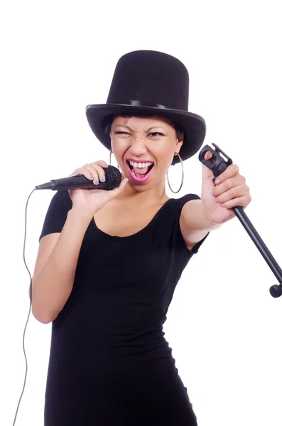 Cantora afro-americana isolada em branco — Fotografia de Stock