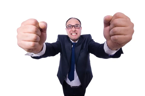 Divertido hombre de negocios aislado en blanco — Foto de Stock