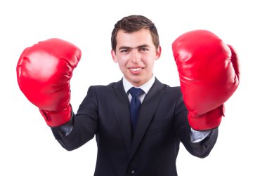 Genç işadamı beyazda izole edilmiş