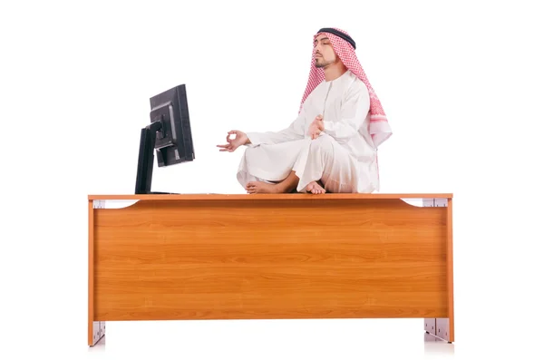 Arab man sitting at his desk — Stock Photo, Image