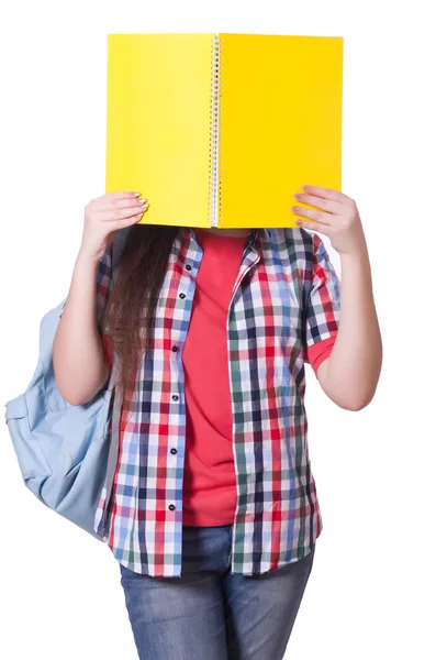 Junge Studentin isoliert auf weiß — Stockfoto