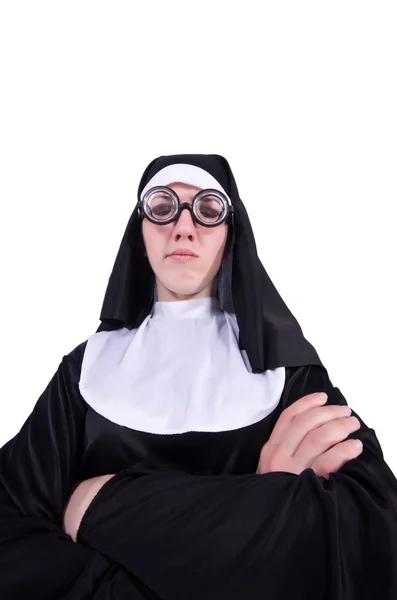 Funny nun isolated on the white background — Stock Photo, Image