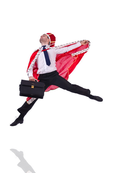 Король бизнесмен изолирован на белом