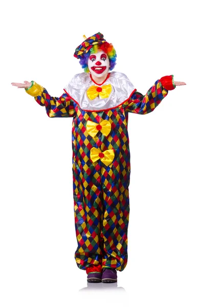 Grappige clown geïsoleerd op de witte — Stockfoto