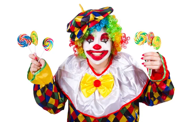 Buffo clown isolato sul bianco — Foto Stock