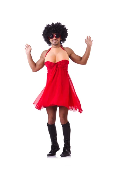 Male wearing cheap female dress