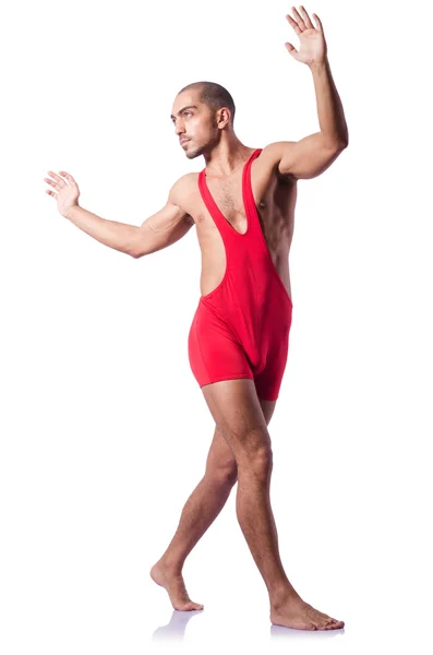 Young wrestler isolated on the white — Stock Photo, Image