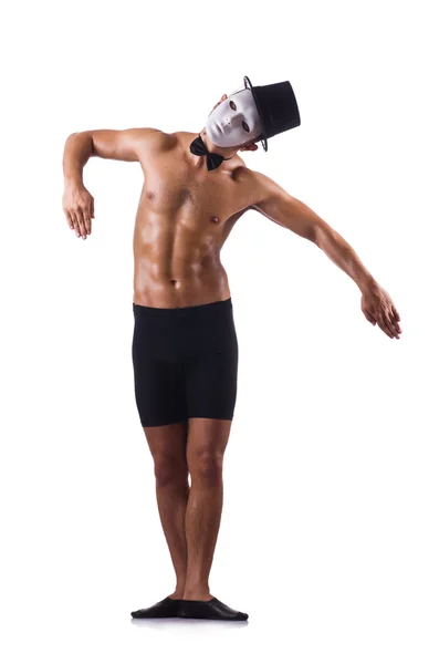 Naken muskulös mima isolerad på vitt — Stockfoto