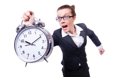 komik kadın ile beyaz masa saati