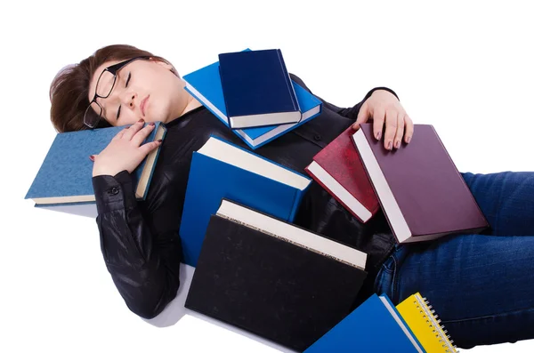 Estudiante con libros aislados en blanco —  Fotos de Stock