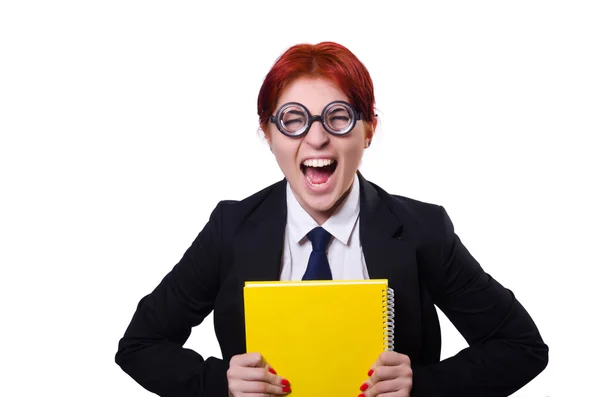 Joven estudiante aislada en blanco — Foto de Stock