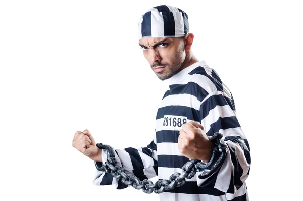 Convict criminal in striped uniform — Stock Photo, Image