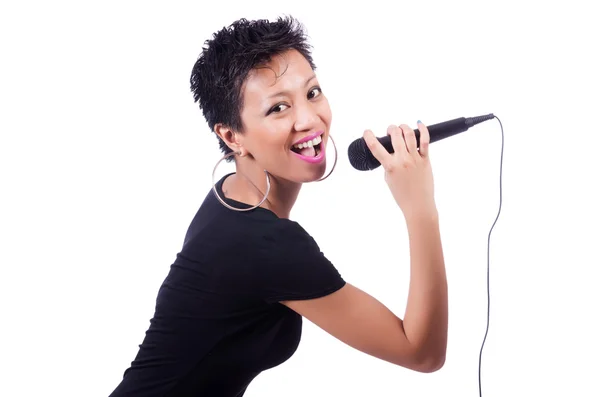 Afroamerikanische Sängerin isoliert auf Weiß — Stockfoto