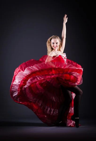 Girl in red dress dancing dance Stock Photo