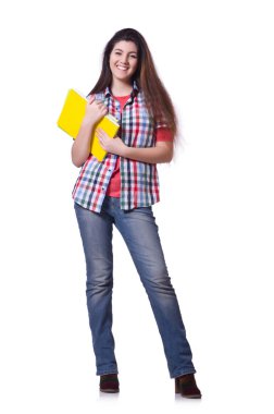 genç kız öğrenci üzerinde beyaz izole