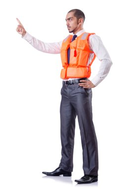 Beyaz ceketli adam izole edilmiş.