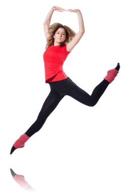 Beyaz egzersiz genç jimnastikçi