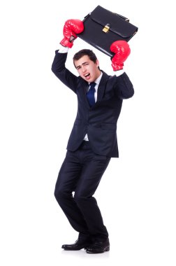 Genç işadamı beyazda izole edilmiş