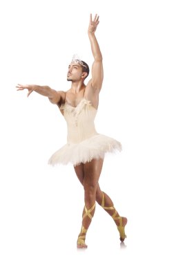 Beyaz bale etekli adam izole edilmiş.