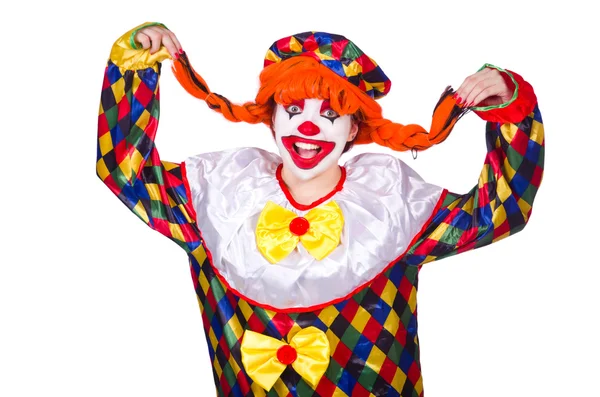 Clown im Kostüm isoliert auf weiß — Stockfoto