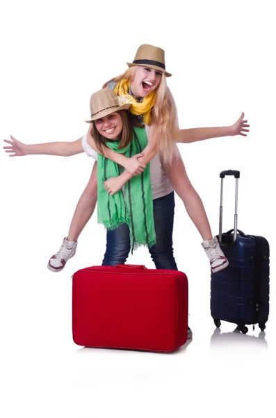Pair of young students travelling — Stock Photo, Image