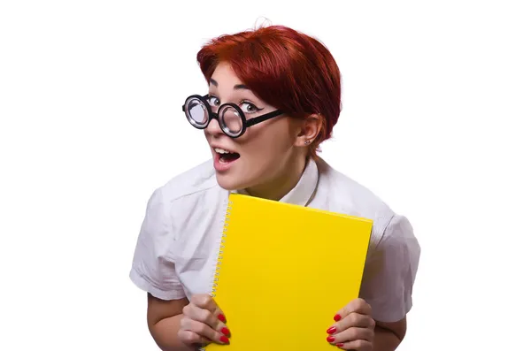 Junge Studentin isoliert auf weiß — Stockfoto