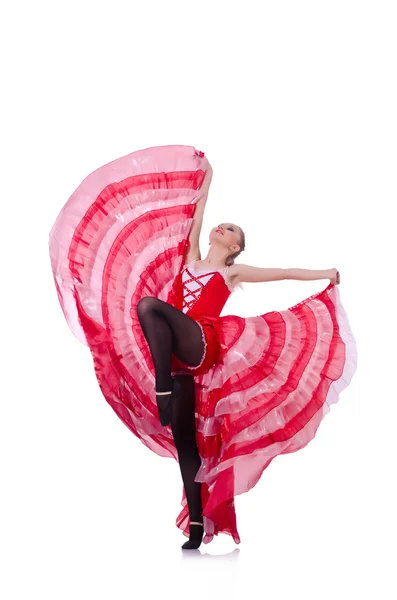 ダンスのダンスの赤いドレスの女の子 — ストック写真