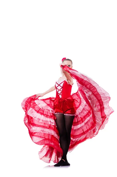 Ragazza in abito rosso danza danza — Foto Stock