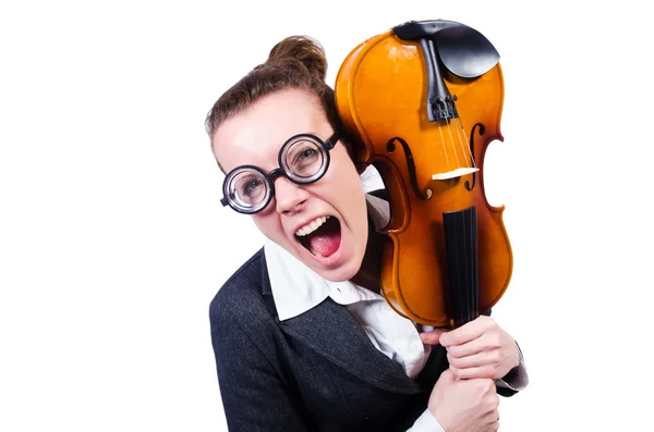 Kobieta z violing na białym tle — Zdjęcie stockowe