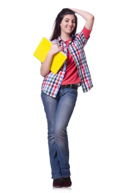 genç kız öğrenci üzerinde beyaz izole