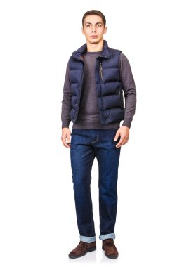 adam beyaz izole moda bakmak