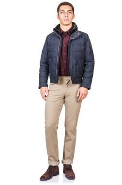 adam beyaz izole moda bakmak