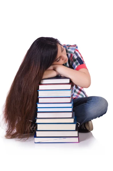 Joven estudiante aislada en blanco — Foto de Stock