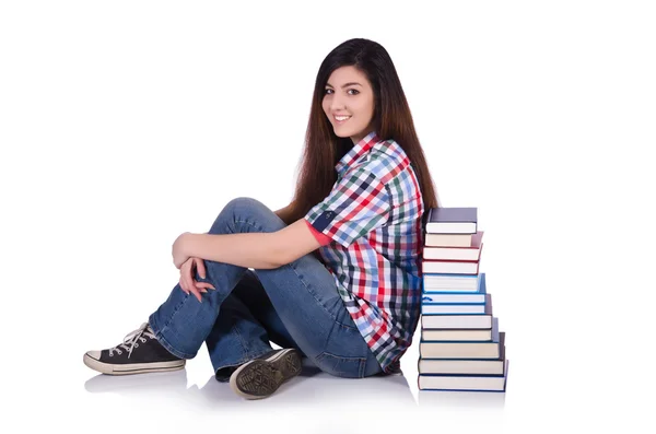 Junge Studentin isoliert auf weiß — Stockfoto